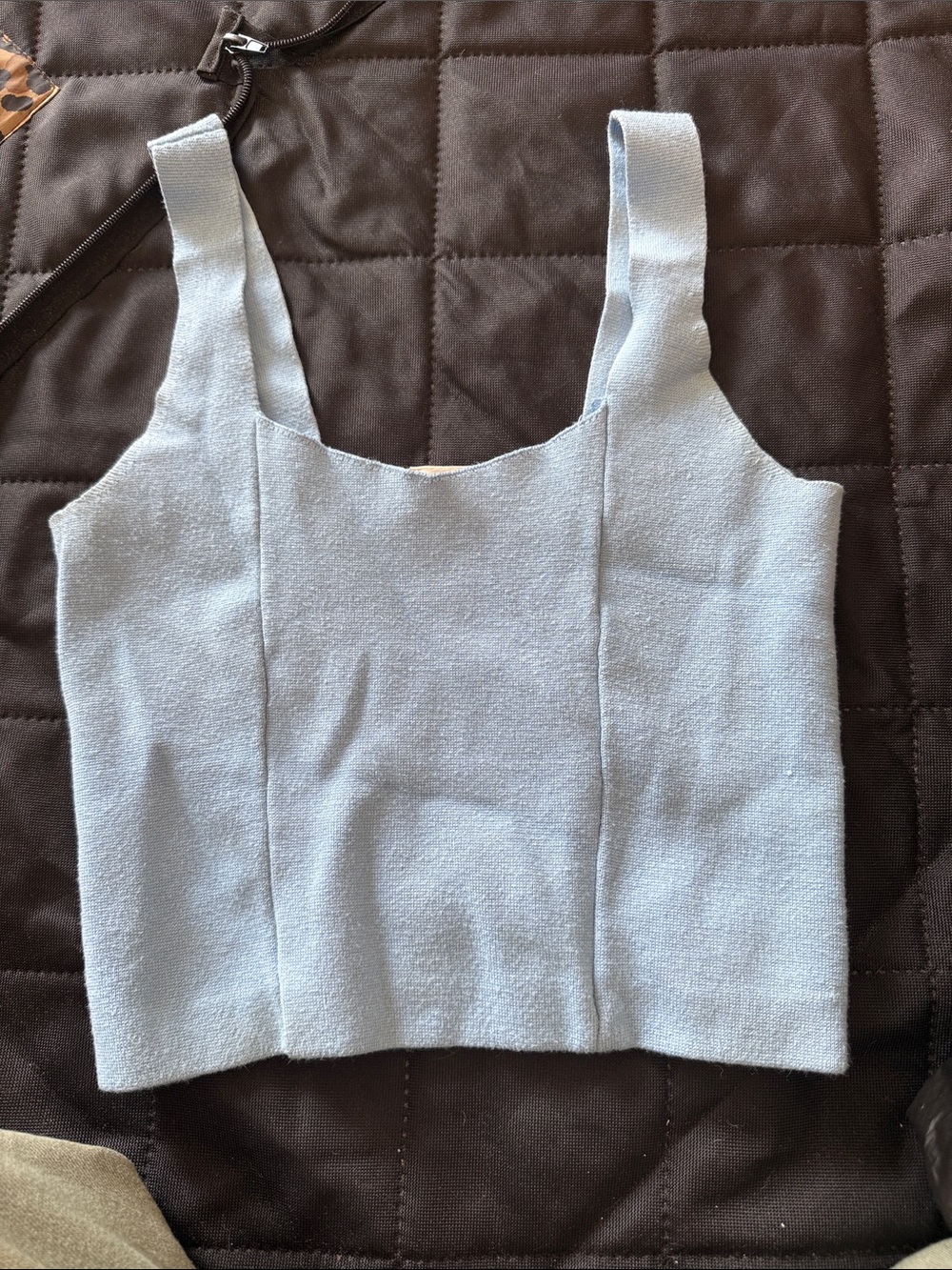 Abercrombie & Fitch Light Blue Knit Square Neck Crop Tank - Picture 1 of 1
